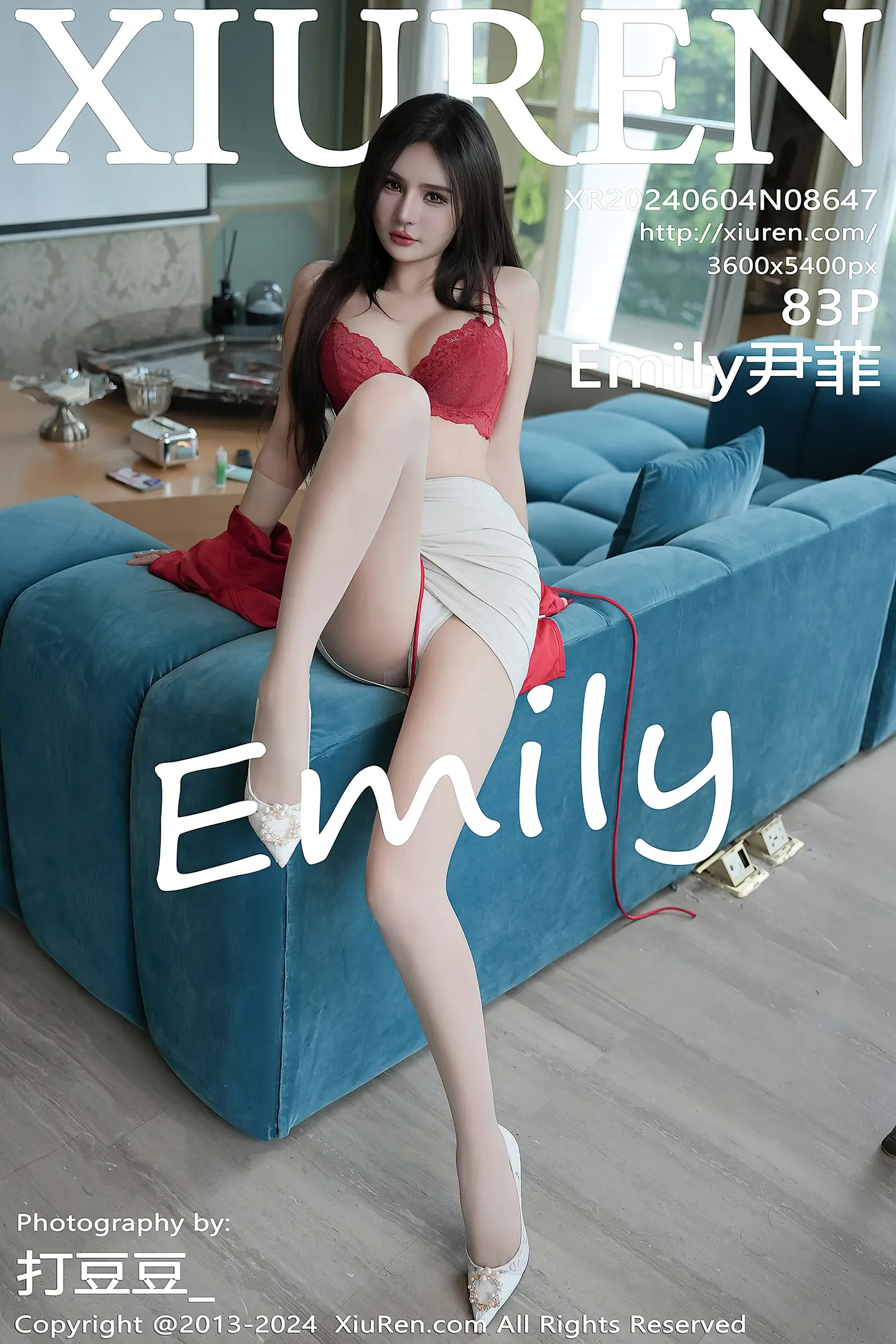 [XiuRen秀人网]VOL.8647 模特Emily尹菲性感红色蕾丝内衣配超薄白丝秀完美身材诱惑写真83P-秀人网官方网站